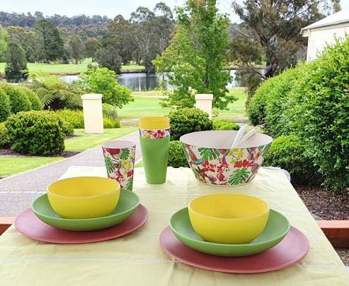 Camping outdoor tableware set - stainless steel picnic cookware and utensils